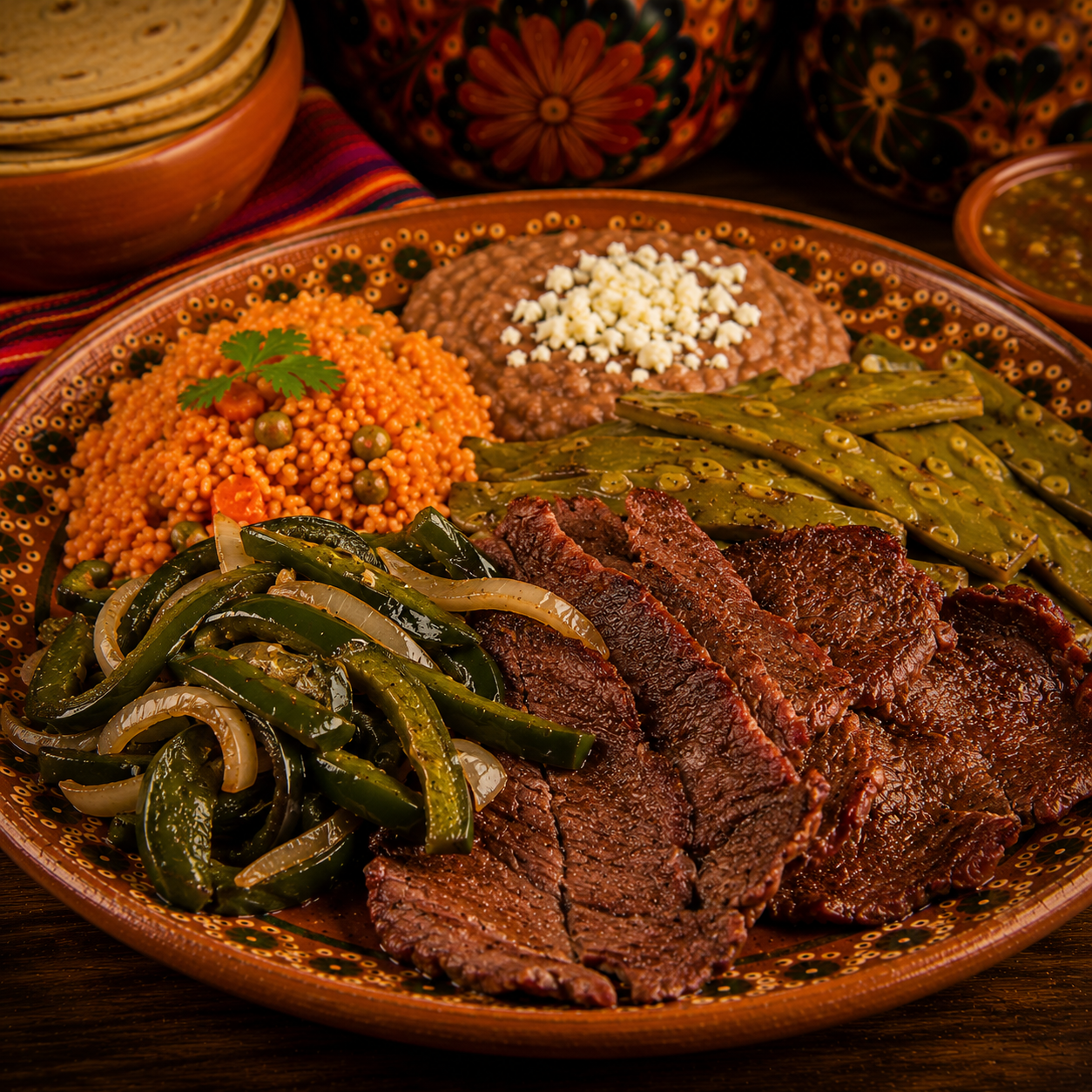 Cecina con Rajas y Nopales